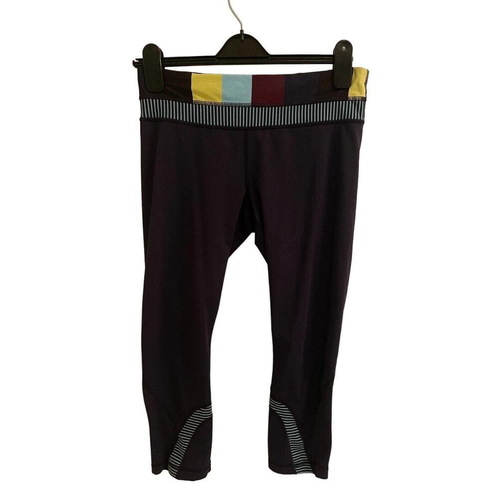 Lululemon Run Inspire Crop II Sz 6 Inkwell Pow Stripe Split Pea Power Luxtreme - Picture 2 of 10